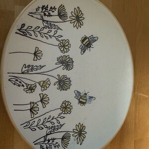 Oval Ceramic Plate/Dish with Bees and Flowers